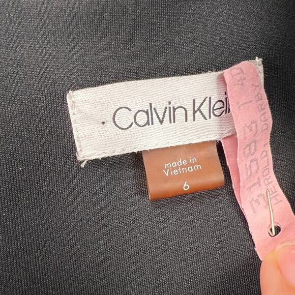 Calvin Klein Ruffle V -Neck Fitted Sheath Dress Cocktail Black Tie Size 6 - Picture 10 of 14